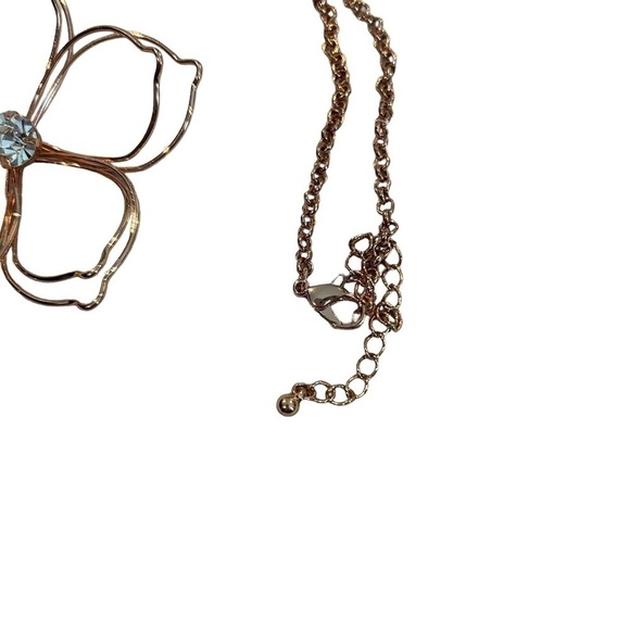Stephan & Co. Rose Gold Chain & 3D Metal Wire Flower w/ Rhinestone Center Accent - Picture 7 of 16